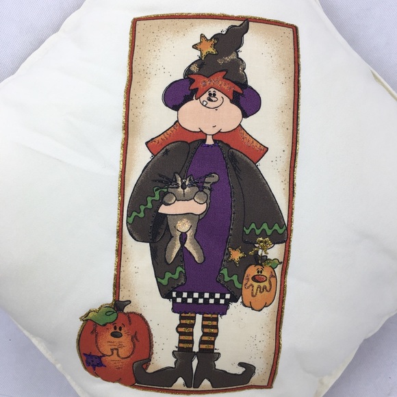 Other - Tall Witch & Kitty Halloween Accent Pillow
